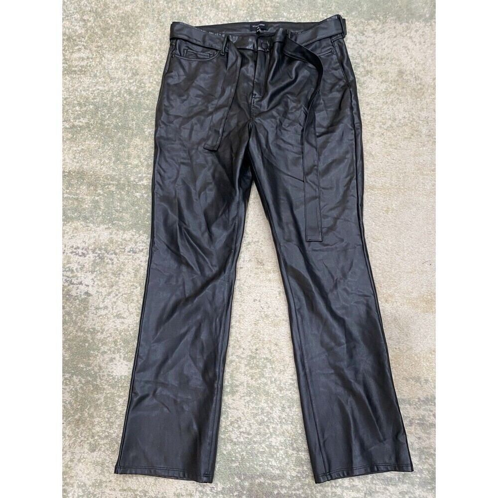 NYDJ Size 16W Sculpt Her Black Faux Leather Lift Tuck Technology Pull On Pants